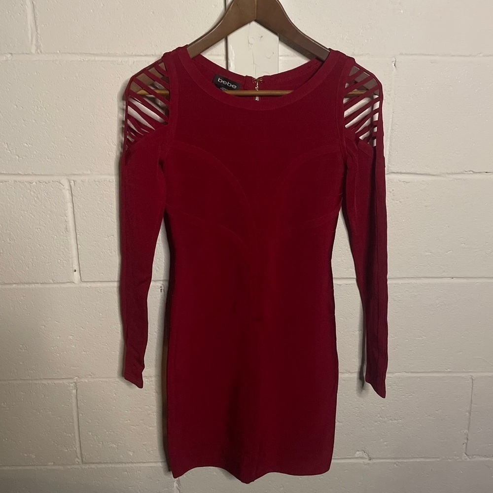Bebe Red Bandage|Bodycon Christmas Dress Sz XS